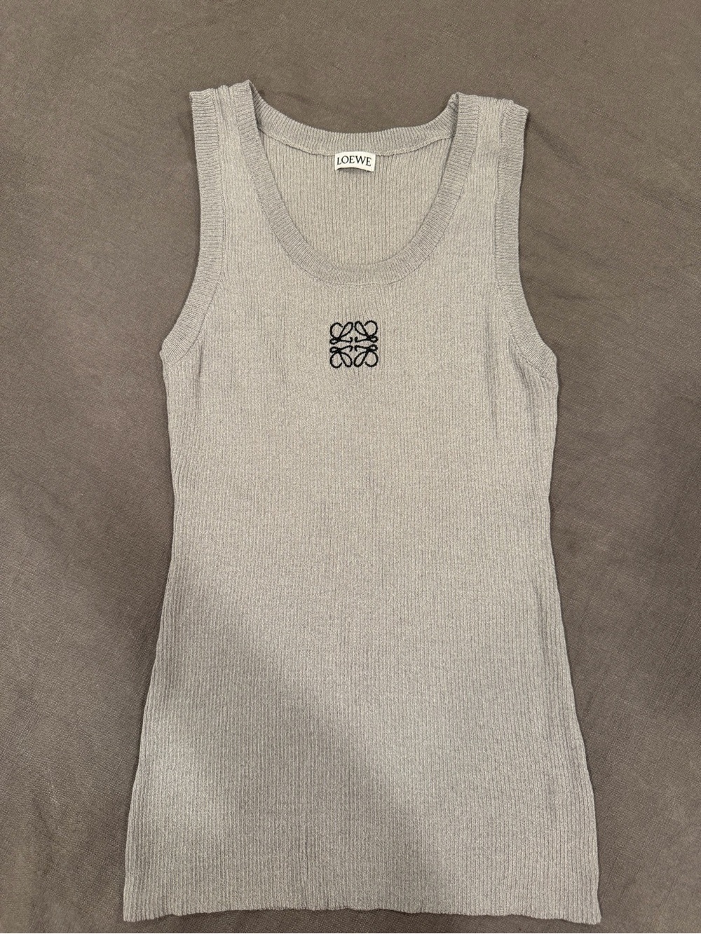 Loewe Light Gray Ribbed Tank with Black Anagram